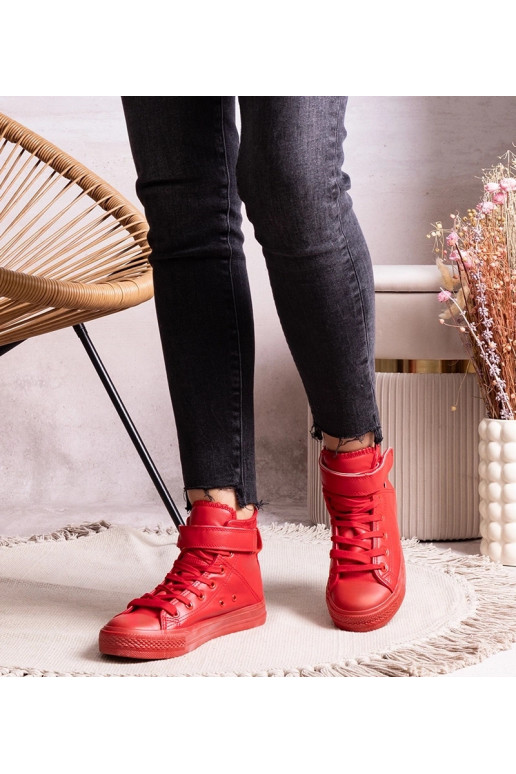 Red high-top sneakers made of faux...