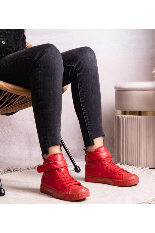 Red high-top sneakers made of faux...