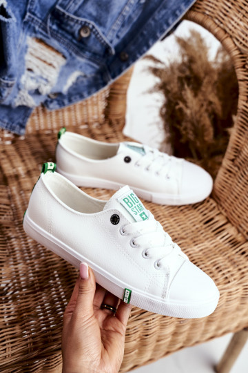 Women's Leather Sneakers Big Star GG274006 White-Green 2