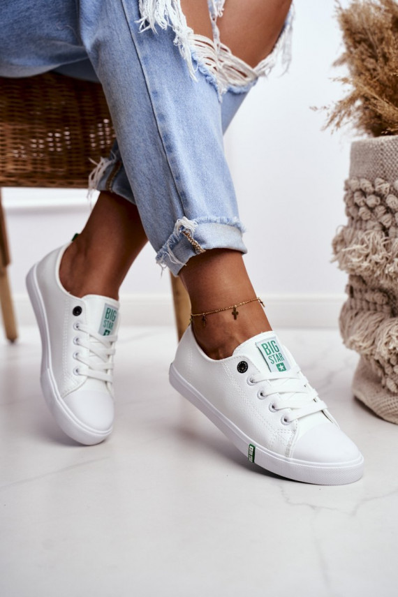 Women's Leather Sneakers Big Star GG274006 White-Green