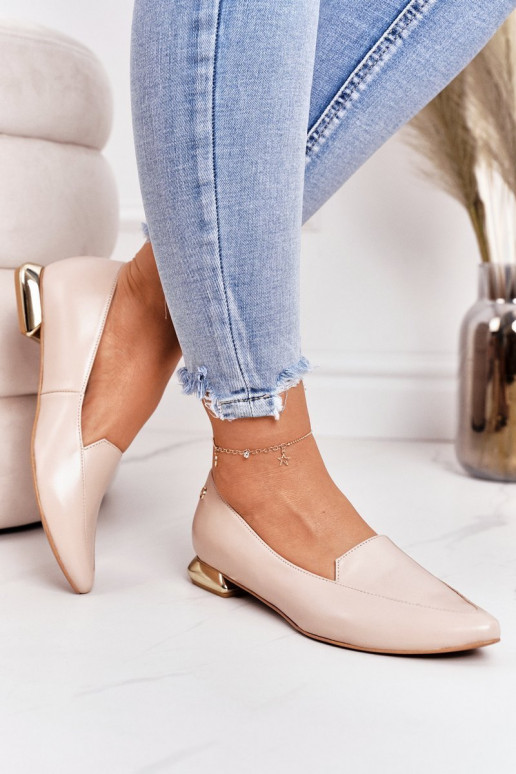 Loafers On Gold Heels Laura Messi 2013 Beige