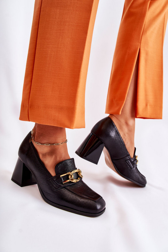 Leather Pumps With Chain Laura Messi 2515 Black