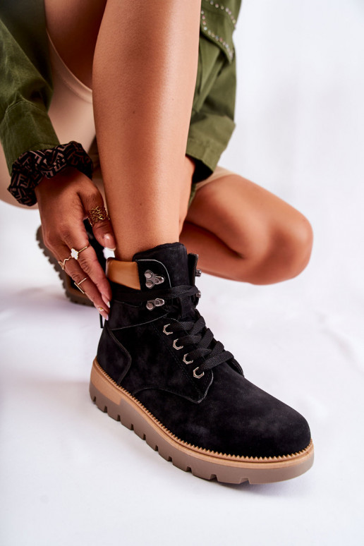 Leather Booties On The Platform Black Ressa
