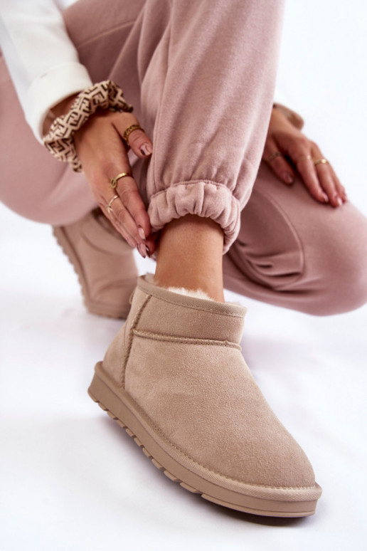 Women's Suede Low Snow Boots Light beige Shelie