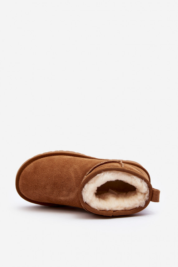 Fashionable Suede Low Snow Boots Camel Nucca