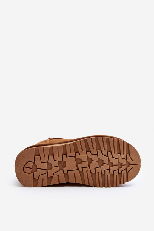 Fashionable Suede Low Snow Boots Camel Nucca