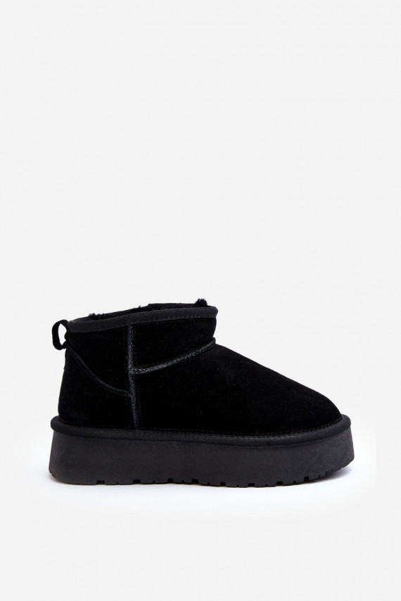 Fashionable Suede Low Snow Boots Black Nucca