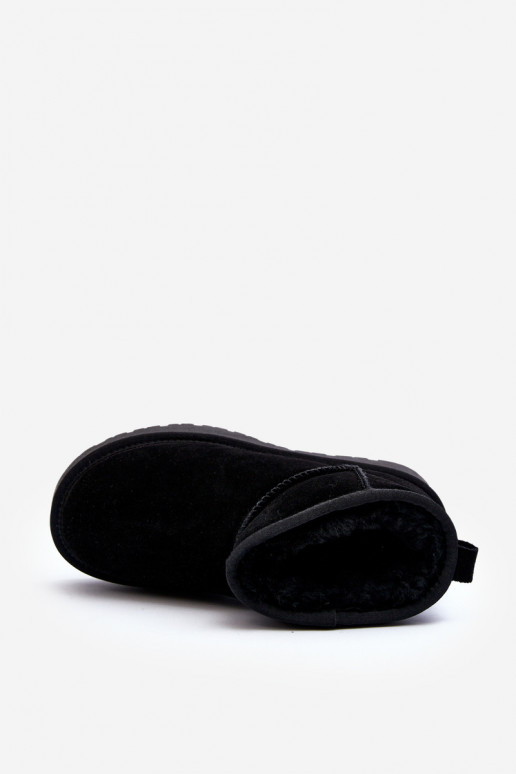 Fashionable Suede Low Snow Boots Black Nucca