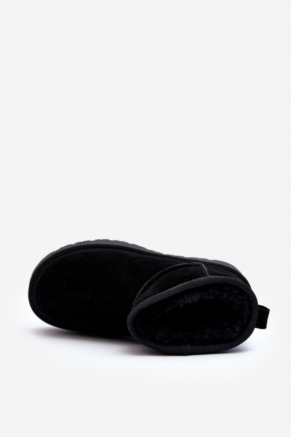 Fashionable Suede Low Snow Boots Black Nucca
