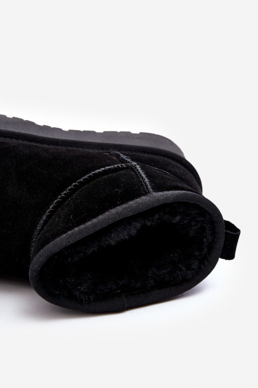 Fashionable Suede Low Snow Boots Black Nucca