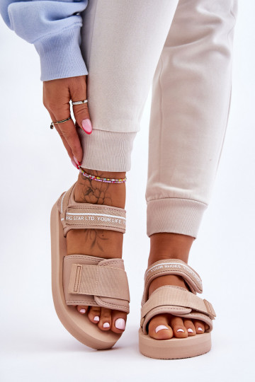 Women's Velcro Sandals Big Star LL274787 Beige 2