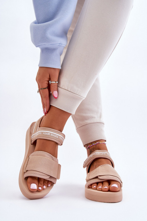 Women's Velcro Sandals Big Star LL274787 Beige