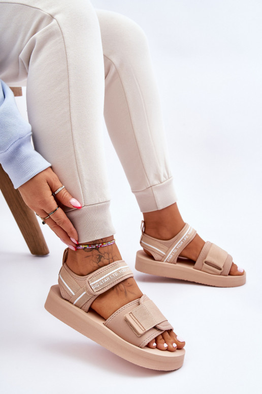 Women's Velcro Sandals Big Star LL274787 Beige