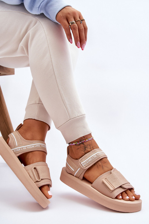 Women's Velcro Sandals Big Star LL274787 Beige