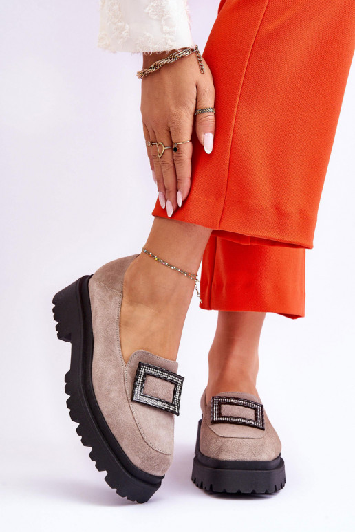 Comfortable Suede Loafers Beige Agathe