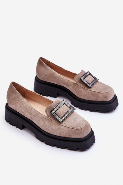 Comfortable Suede Loafers Beige Agathe