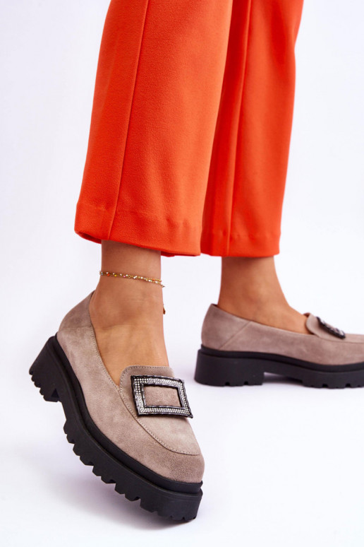 Comfortable Suede Loafers Beige Agathe