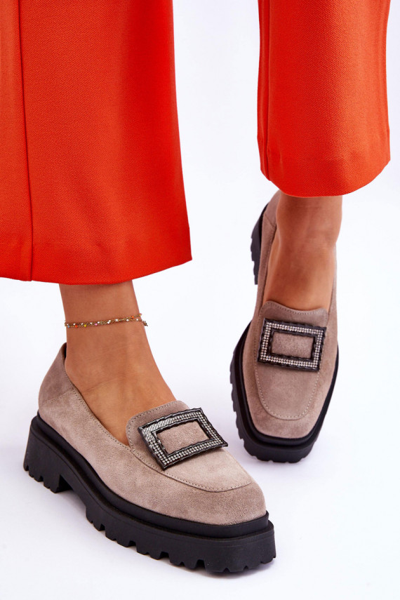 Comfortable Suede Loafers Beige Agathe