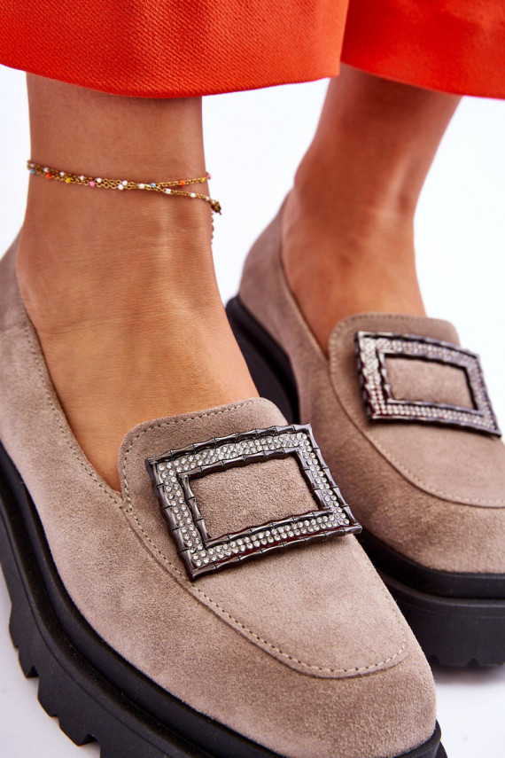 Comfortable Suede Loafers Beige Agathe