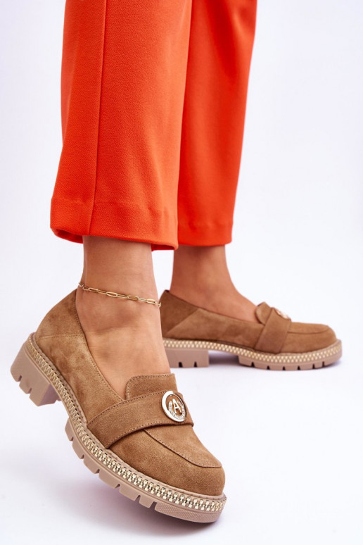 Elegant Suede Loafers Dark Beige Laverne