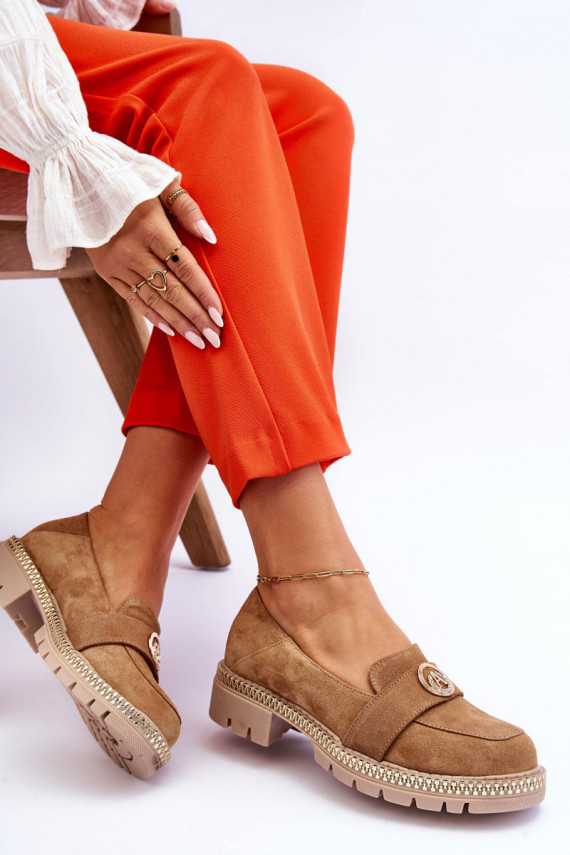 Elegant Suede Loafers Dark Beige Laverne
