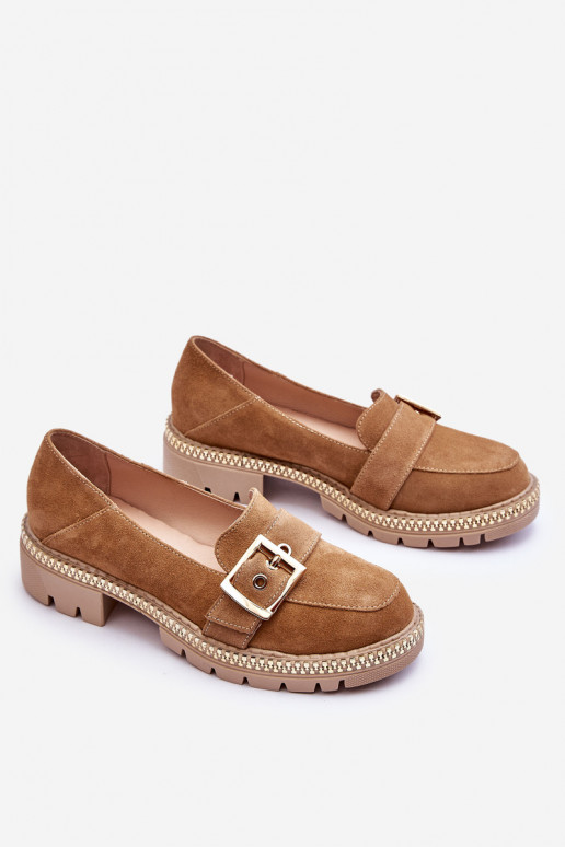 Fashionable Suede Loafers Dark Beige Eloisa