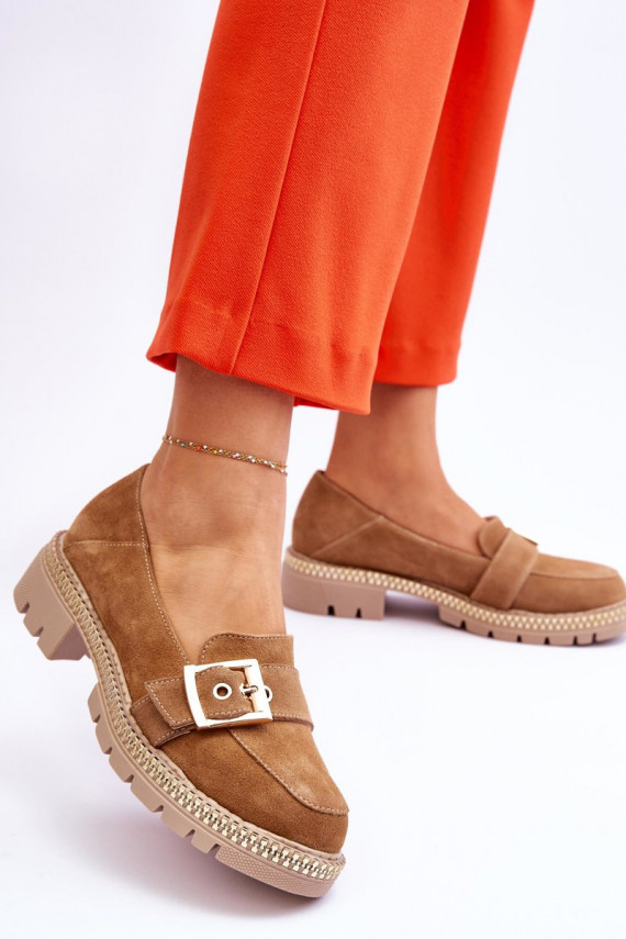 Fashionable Suede Loafers Dark Beige Eloisa