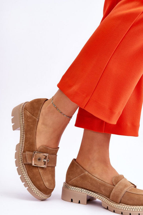 Fashionable Suede Loafers Dark Beige Eloisa