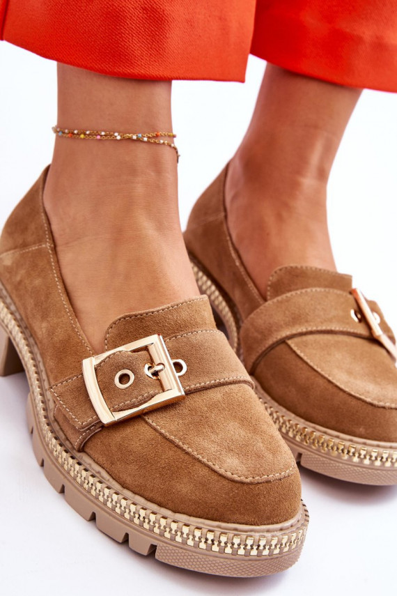 Fashionable Suede Loafers Dark Beige Eloisa