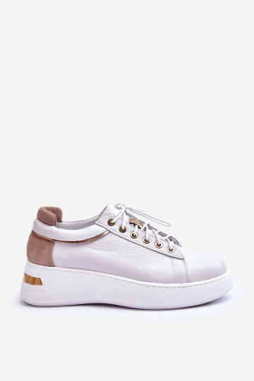 Women's Leather Platform Sports Shoes White Caressa 2