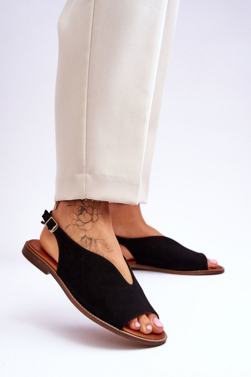 Women's Suede Sandals Lewski Shoes 3220/X Black