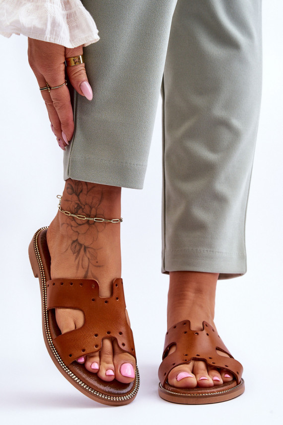 Zazoo 40326 Women's Slippers with Decorative Cutouts Brown