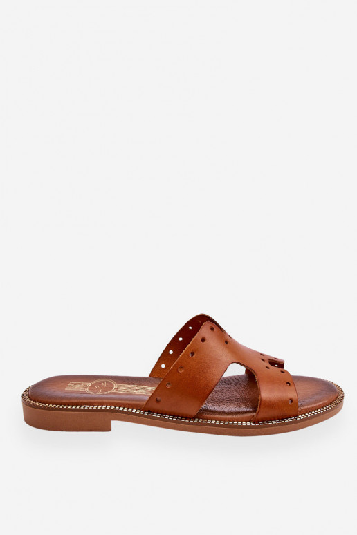Zazoo 40326 Women's Slippers with Decorative Cutouts Brown