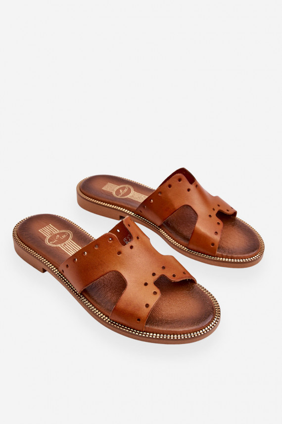 Zazoo 40326 Women's Slippers with Decorative Cutouts Brown