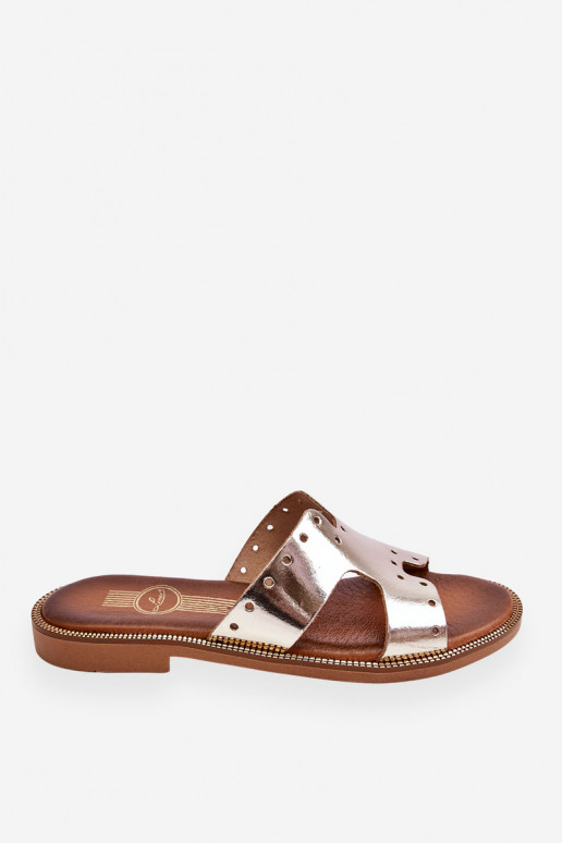 Zazoo 40326 Women's Slippers With Decorative Cutouts Gold