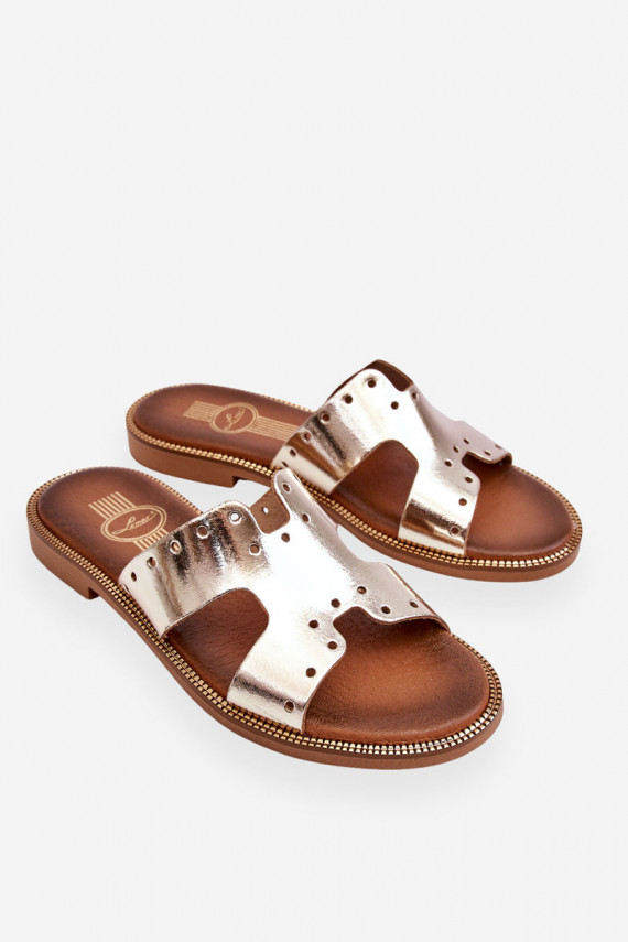 Zazoo 40326 Women's Slippers With Decorative Cutouts Gold