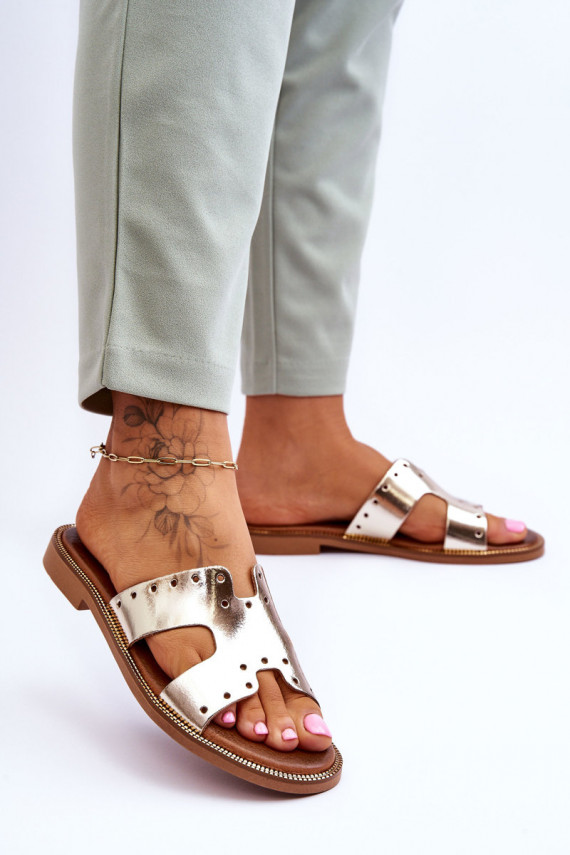 Zazoo 40326 Women's Slippers With Decorative Cutouts Gold
