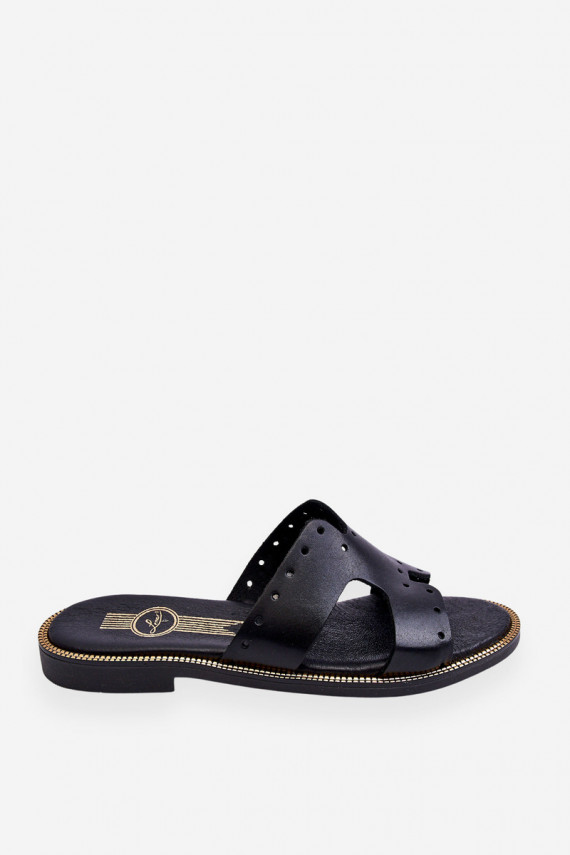 Zazoo 40326 Women's Black Slip-On Sandals With Decorative Cutouts