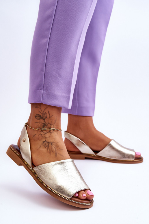 Zazoo 40327 Leather Slip-On Sandals Gold