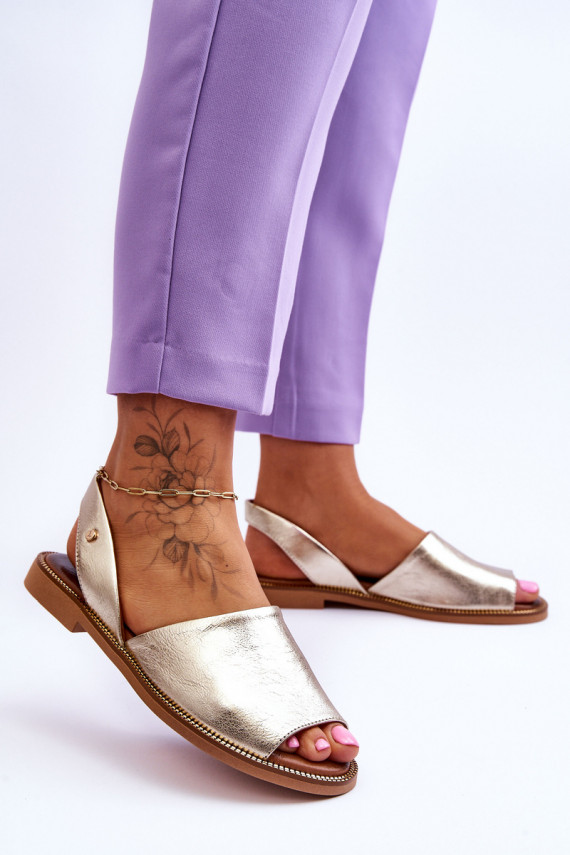 Zazoo 40327 Leather Slip-On Sandals Gold
