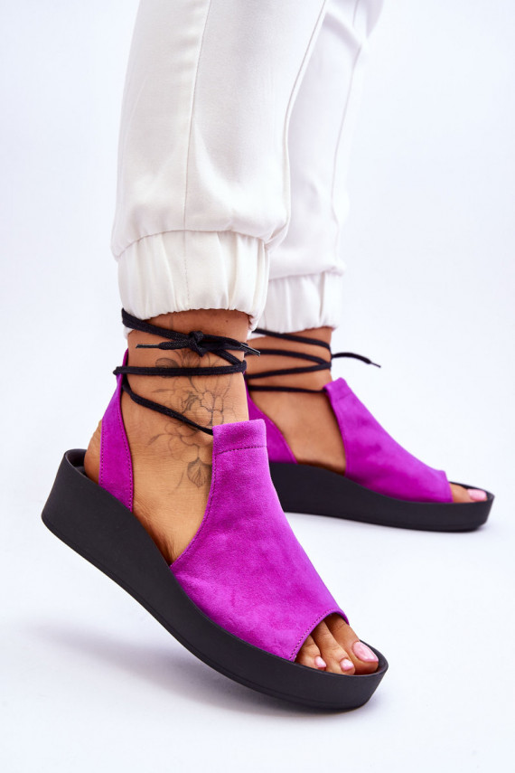 Suede Wedge Sandals Nicole 2743/067 Fuchsia