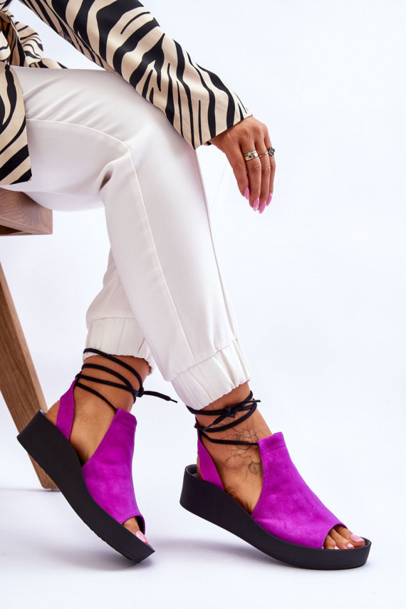 Suede Wedge Sandals Nicole 2743/067 Fuchsia