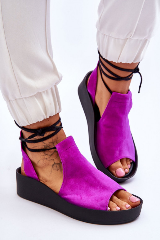 Suede Wedge Sandals Nicole 2743/067 Fuchsia