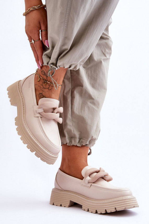 Leather Moccasins Shoes Big Star LL274581 Beige