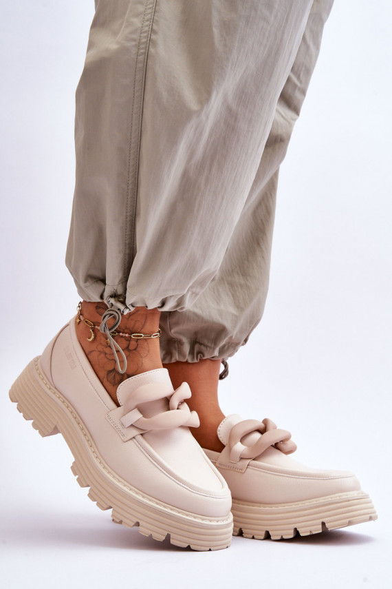 Leather Moccasins Shoes Big Star LL274581 Beige