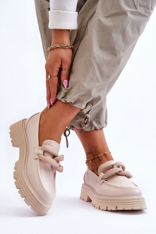 Leather Moccasins Shoes Big Star LL274581 Beige