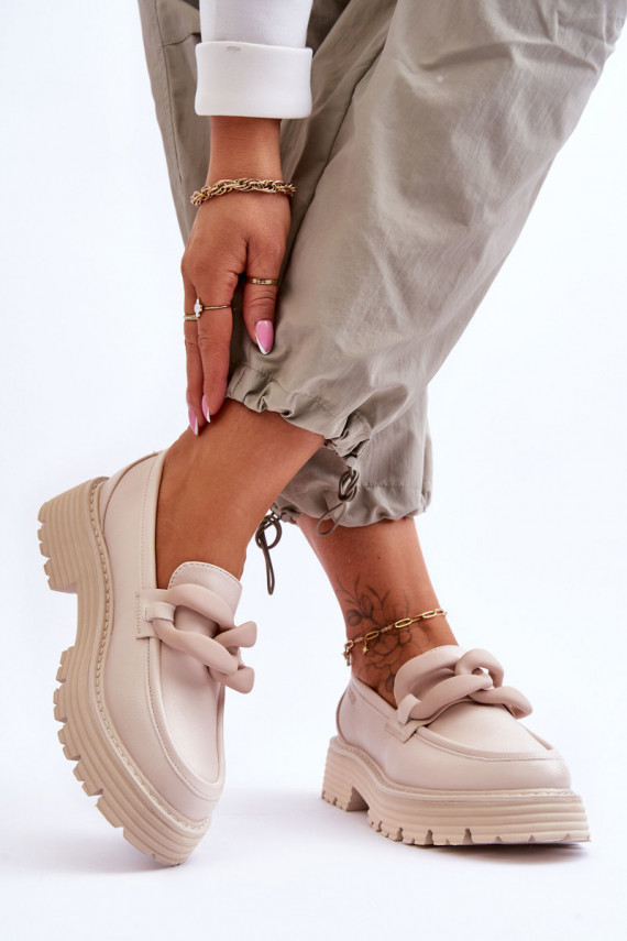 Leather Moccasins Shoes Big Star LL274581 Beige
