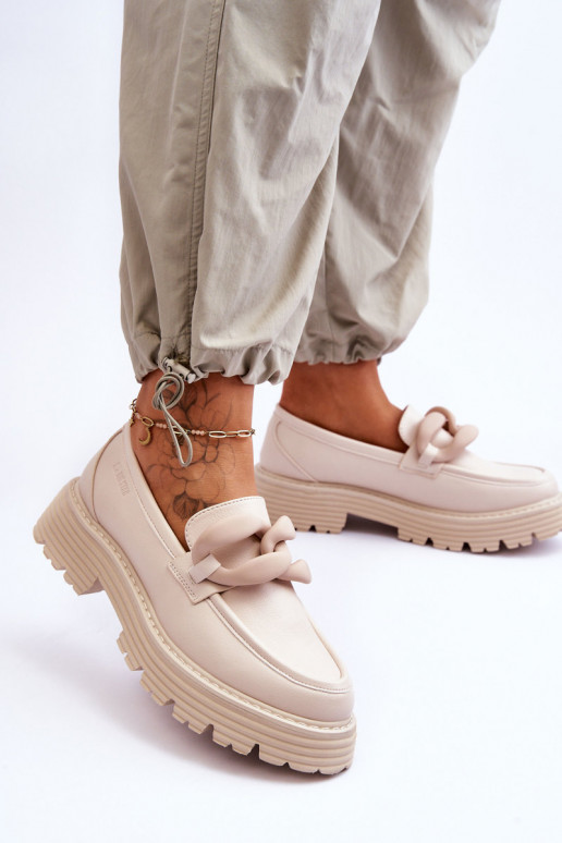 Leather Moccasins Shoes Big Star LL274581 Beige