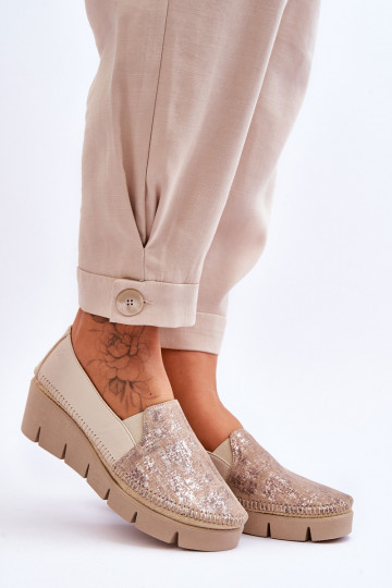 Leather Wedge Sneakers Maciejka 5814A-10 Beige 2