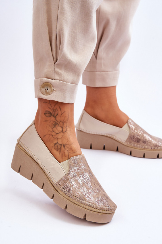 Leather Wedge Sneakers Maciejka 5814A-10 Beige